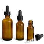 Amber Glass Bottle Round with Black Bulb Glass Dropper