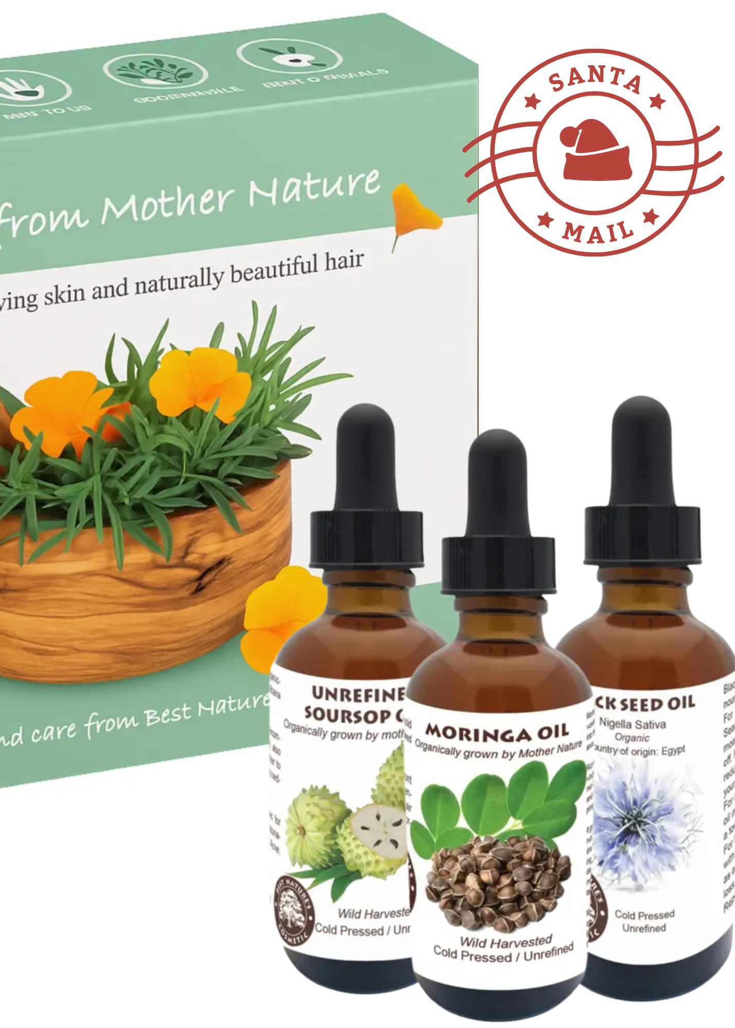 Soursop, Black Seed & Moringa Oil – Powerful Trio Set for Skin & Hair (Gift Box)