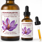 Two bottles of Kumkumadi Oil with a dropper on a white background