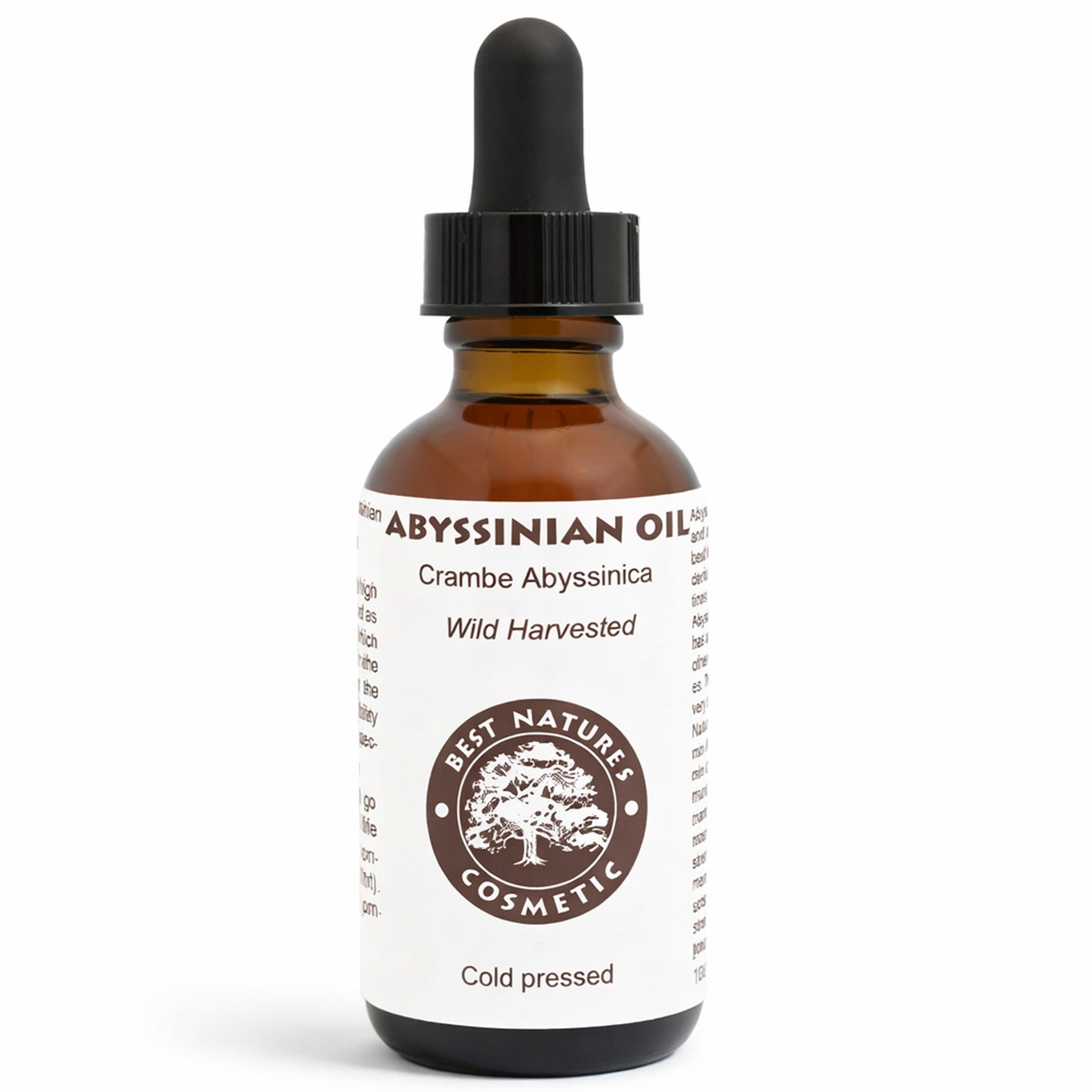 Abyssinian oil bottle with dropper on a white background