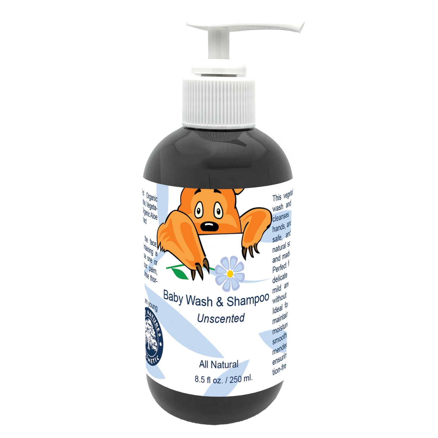 All Natural Baby wash and shampoo for sensitive skin, for babies. Natural SLS Free 8.5 fl oz / 250 ml