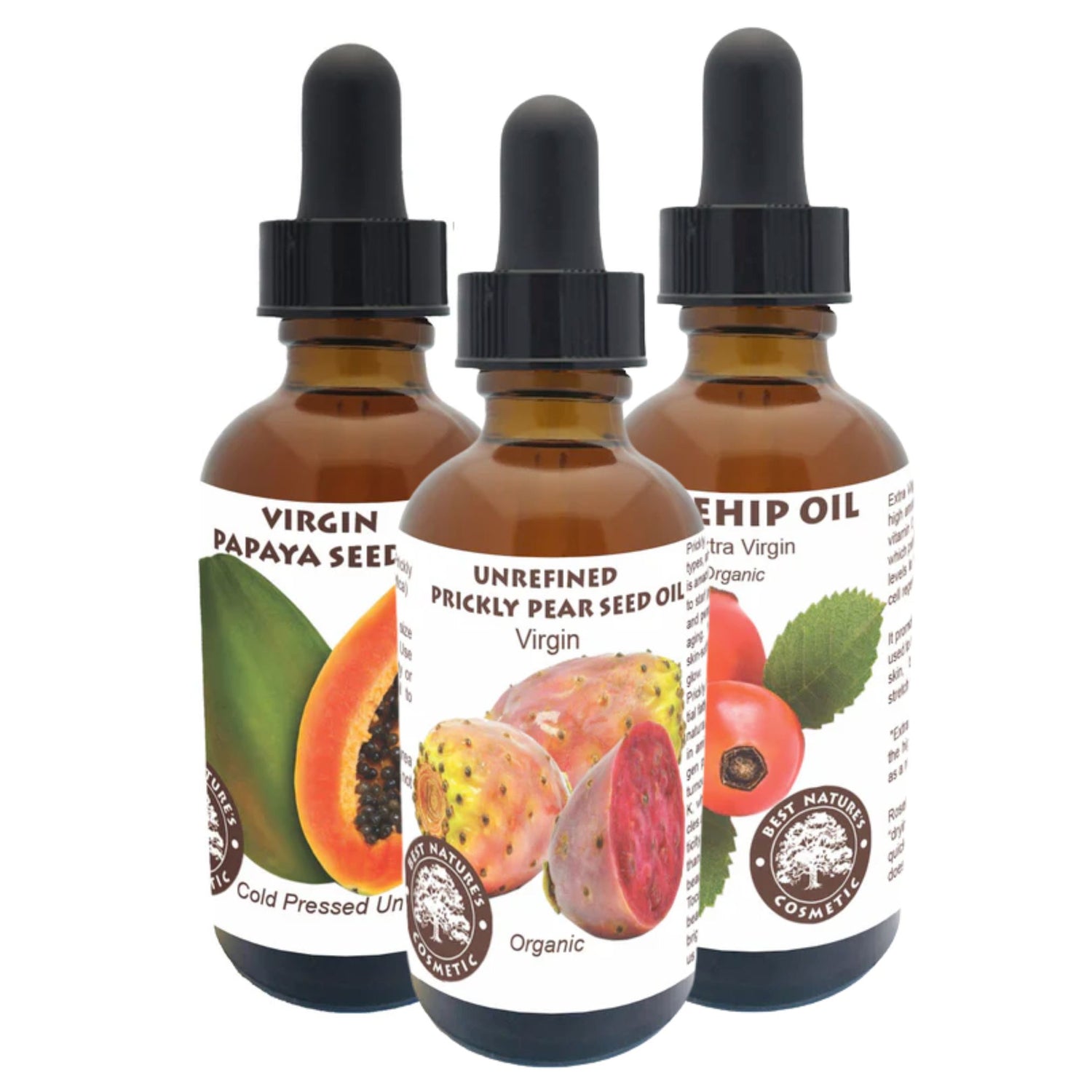 Mature Skin Care. Ultimate Trio - Prickly Pear, Papaya, Rosehip Oils - Set of 3 oils