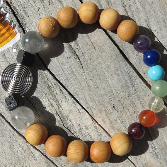 Best Natures all Natural Aromatherapy, 7 Chakra, Cedar wood Beads DIFFUSER BRACELET
